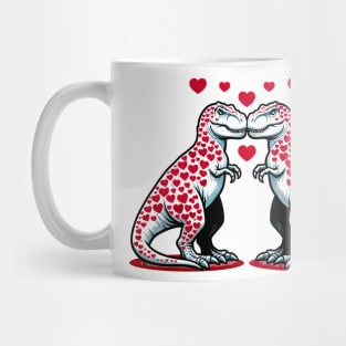 Dinosaur Love T-Shirt, Cute T-Rex Graphic Tee, Unisex Adult Clothing, Valentine's Day Shirt, Heart Pattern, Novelty Top Mug